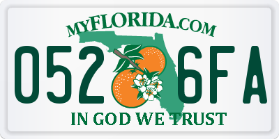 FL license plate 0526FA