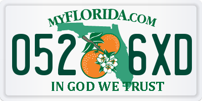 FL license plate 0526XD