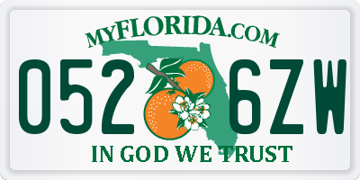 FL license plate 0526ZW