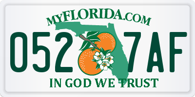 FL license plate 0527AF
