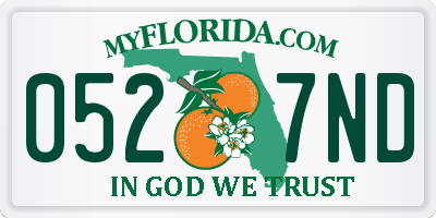 FL license plate 0527ND