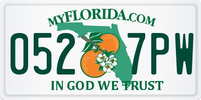 FL license plate 0527PW
