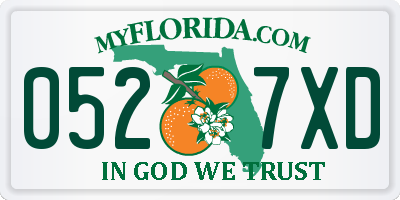 FL license plate 0527XD