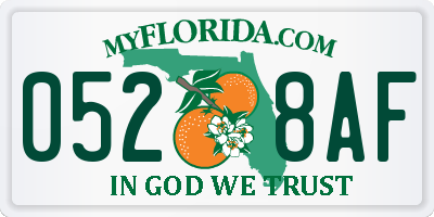 FL license plate 0528AF