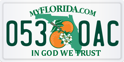 FL license plate 0530AC