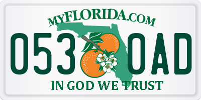 FL license plate 0530AD