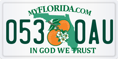 FL license plate 0530AU