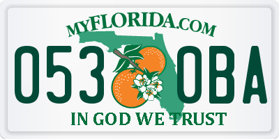 FL license plate 0530BA