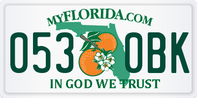 FL license plate 0530BK
