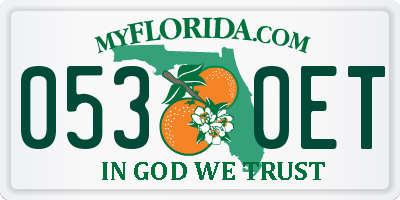 FL license plate 0530ET