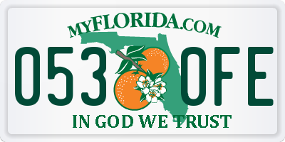 FL license plate 0530FE