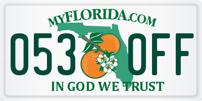 FL license plate 0530FF