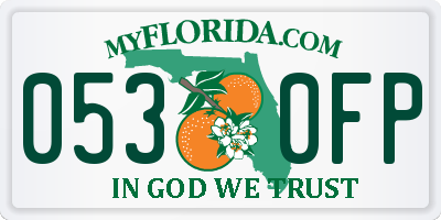 FL license plate 0530FP