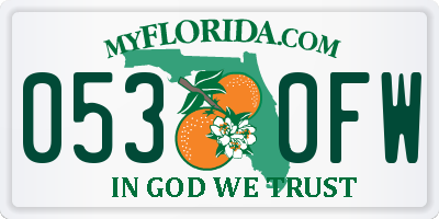 FL license plate 0530FW