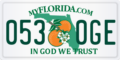 FL license plate 0530GE