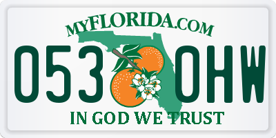FL license plate 0530HW
