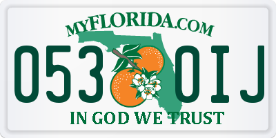 FL license plate 0530IJ
