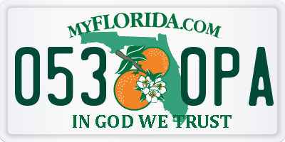 FL license plate 0530PA