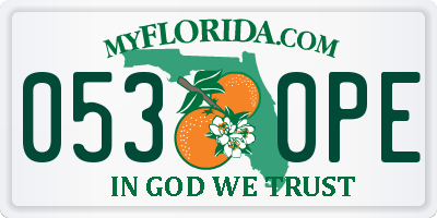 FL license plate 0530PE