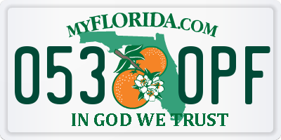 FL license plate 0530PF
