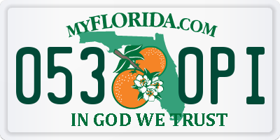 FL license plate 0530PI