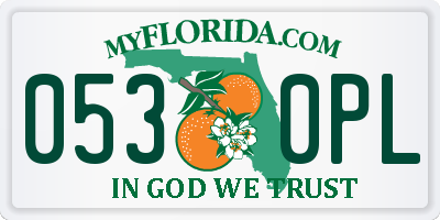 FL license plate 0530PL