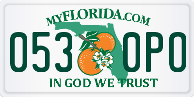 FL license plate 0530PO