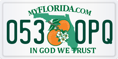 FL license plate 0530PQ