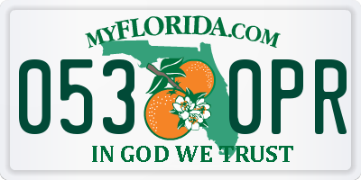FL license plate 0530PR
