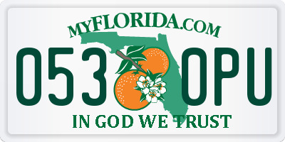 FL license plate 0530PU