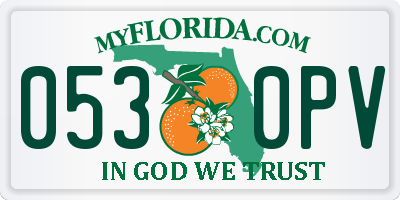 FL license plate 0530PV