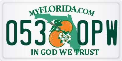 FL license plate 0530PW