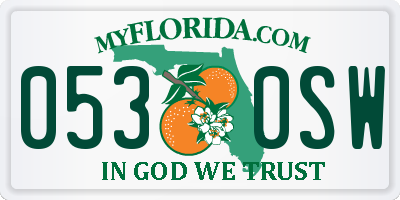 FL license plate 0530SW
