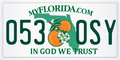 FL license plate 0530SY