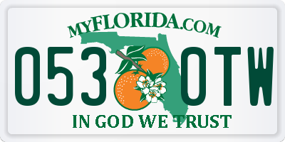 FL license plate 0530TW