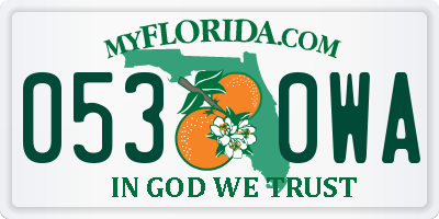 FL license plate 0530WA