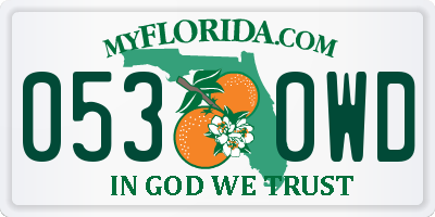 FL license plate 0530WD