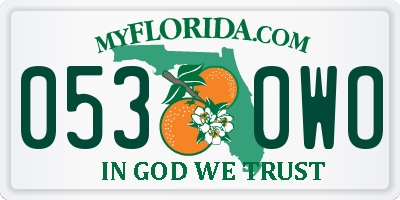 FL license plate 0530WO