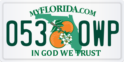 FL license plate 0530WP