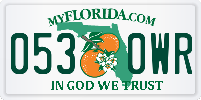 FL license plate 0530WR
