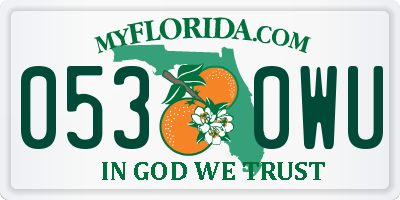 FL license plate 0530WU