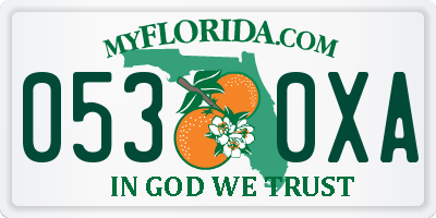 FL license plate 0530XA