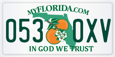 FL license plate 0530XV