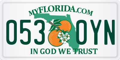 FL license plate 0530YN