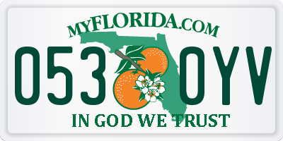 FL license plate 0530YV