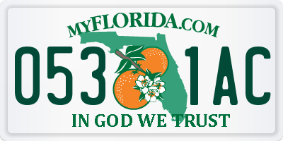 FL license plate 0531AC