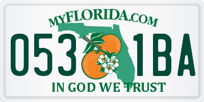 FL license plate 0531BA