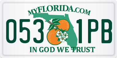 FL license plate 0531PB