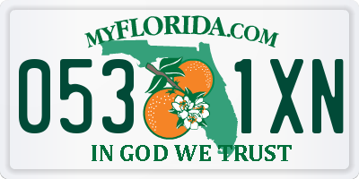 FL license plate 0531XN