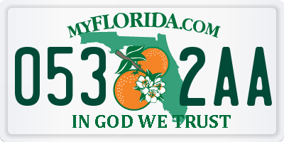 FL license plate 0532AA